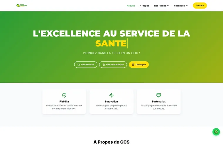 Page d'accueil du site Global Consommables, réalisé par SIX1 CREATIVE