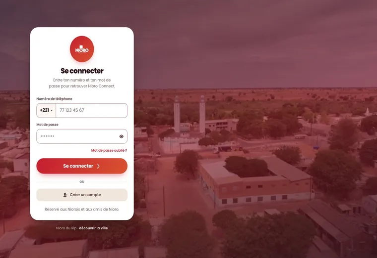 Page d'accueil du site Nioro Connect, réalisé par SIX1 CREATIVE