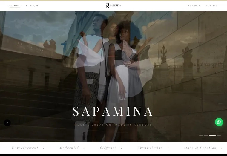 Page d'accueil du site Sapamina, réalisé par SIX1 CREATIVE