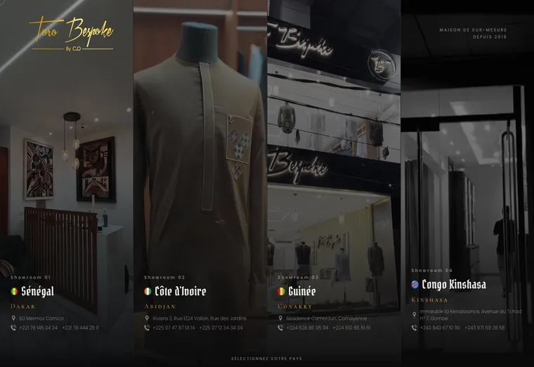 Page d'accueil du site Toro Bespoke, réalisé par SIX1 CREATIVE