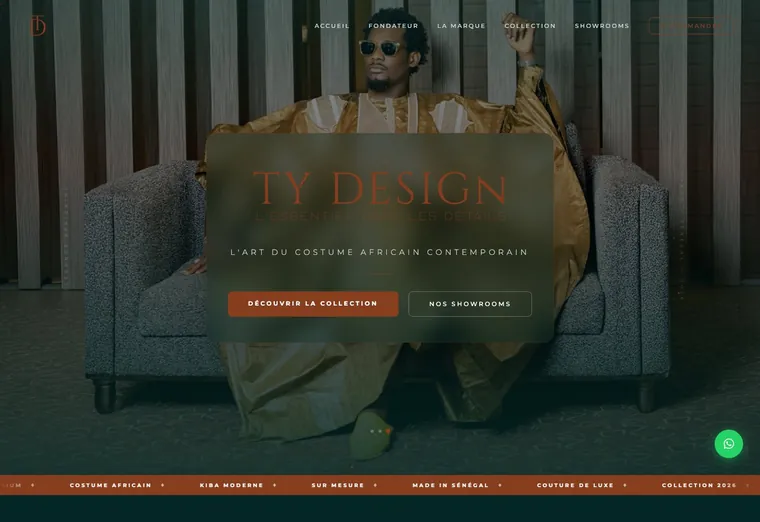 Page d'accueil du site Ty Design, réalisé par SIX1 CREATIVE