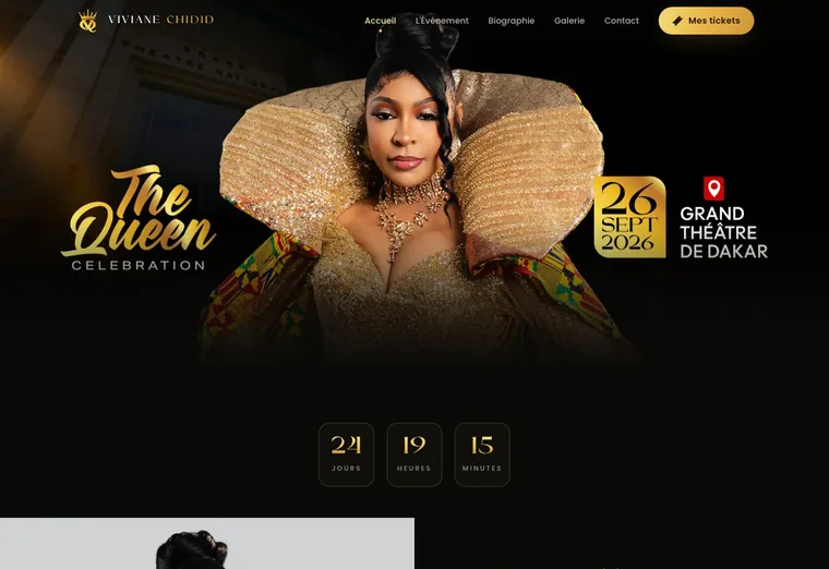 Page d'accueil du site Viviane Chidid, réalisé par SIX1 CREATIVE
